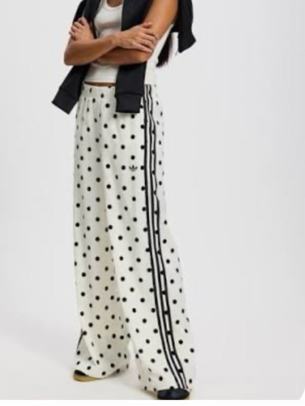 adidas White with Black Polka Dots and Side Stripes pants